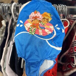 Blue Striped Swimsuit with Cartoon Print